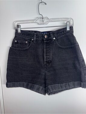 GAP Black High-Rise Rolled Hem Denim Shorts